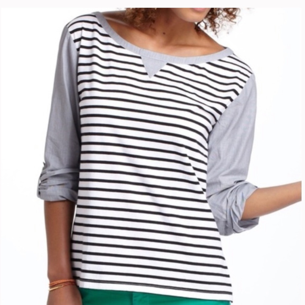 Striped Women's Top - Black and Gray
